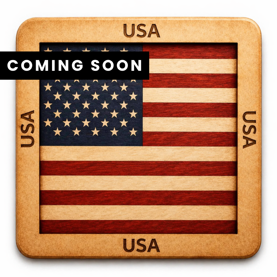 USA Wooden Flag Coaster Set