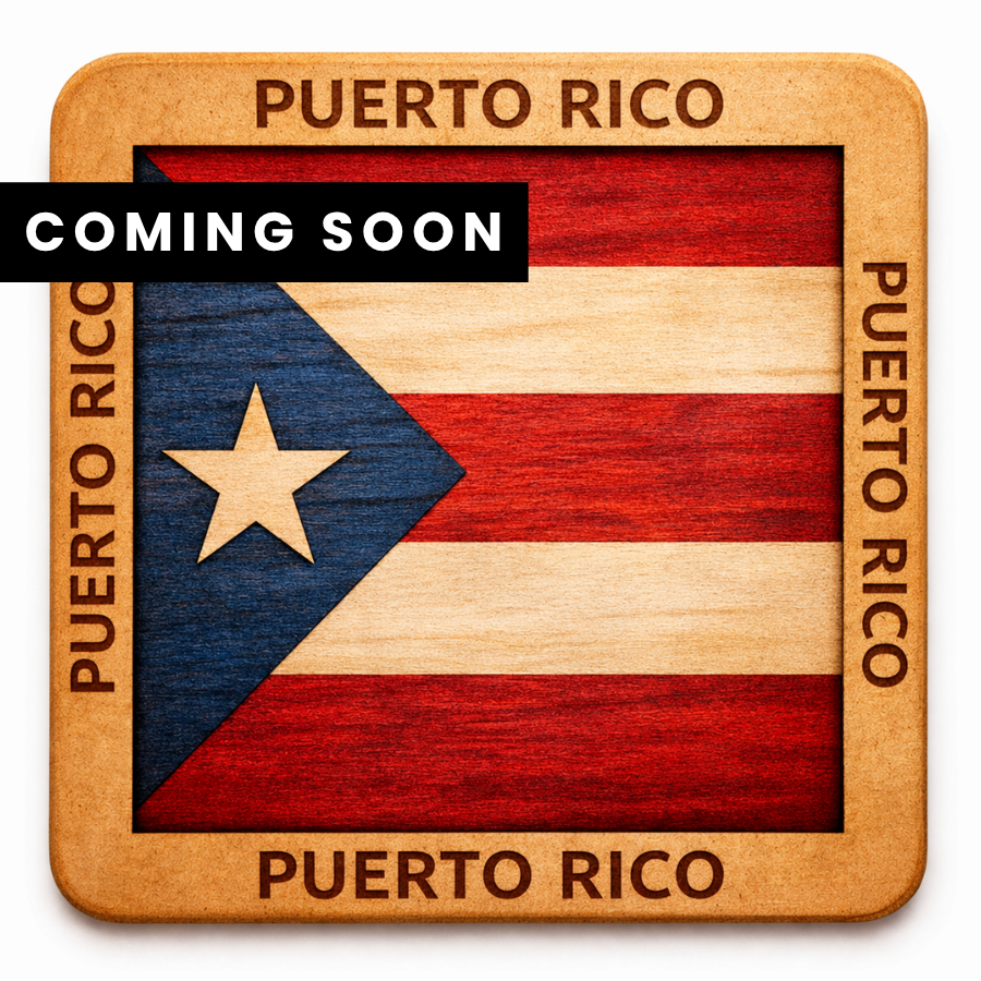 Puerto Rico Wooden Flag Coaster Set