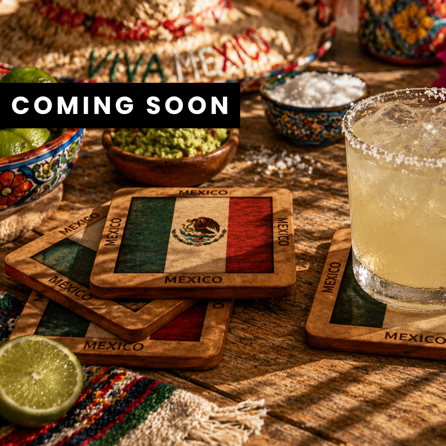 Mexico Wooden Flag Coaster Set
