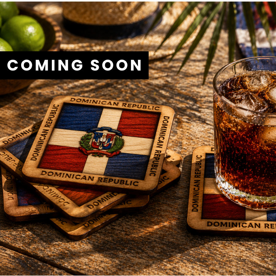 Dominican Republic Wooden Flag Coaster Set