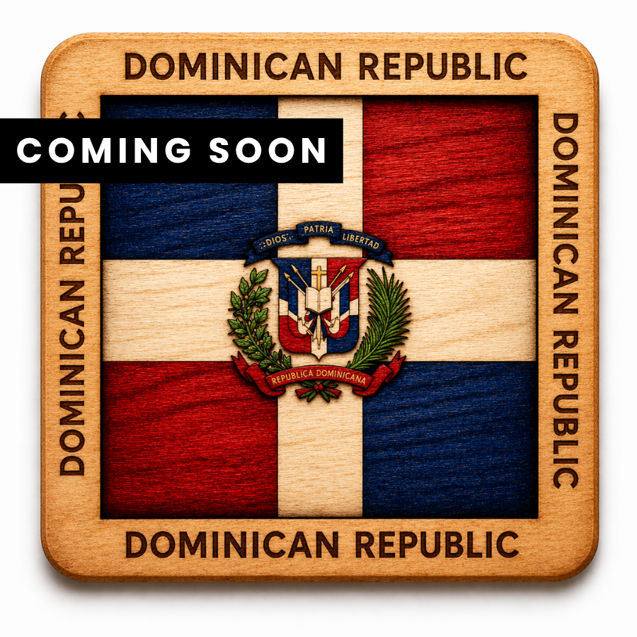 Dominican Republic Wooden Flag Coaster Set